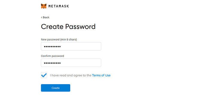 create metamask wallet password