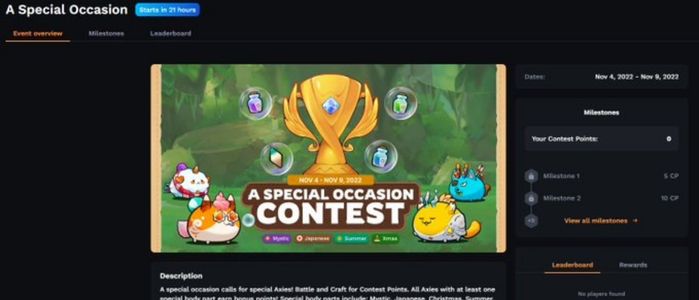 Axie Special Occasion Contest Dashboard