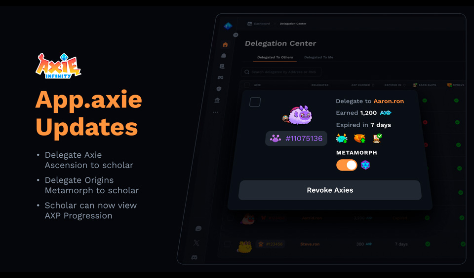 Axie Infinity Presents New Delegation Features