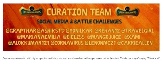 Curators in the Splinterlands Weekly Social Media Challenge