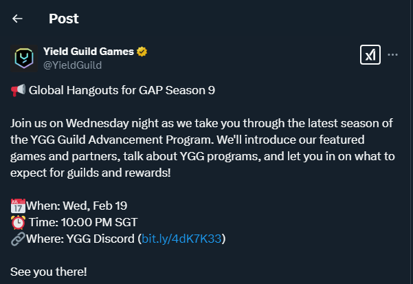 YieldGuild tweet