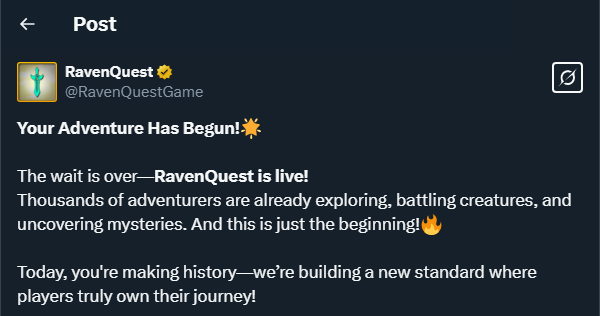 Tweet by RavenQuestGame