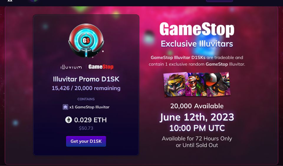 Illuvium Launches The GameStop D1SK sale