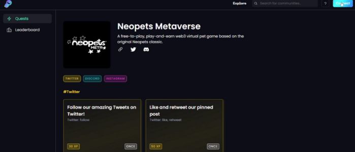 Neopets Metaverse Dashboard