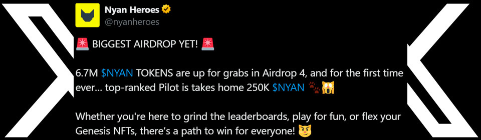 Nyan Heroes Announces Biggest Airdrop Yet: 250K $NYAN