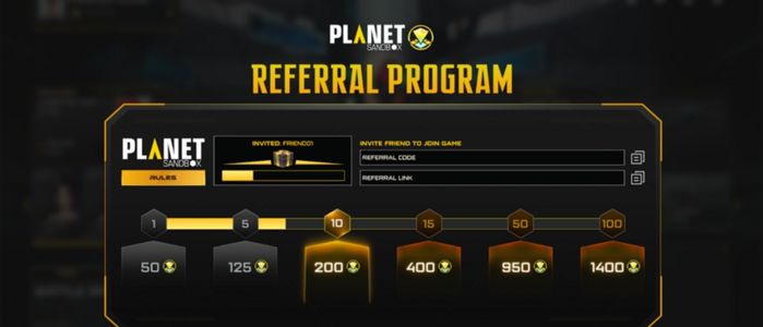 Planet Sandbox Referral Program Reward Pool