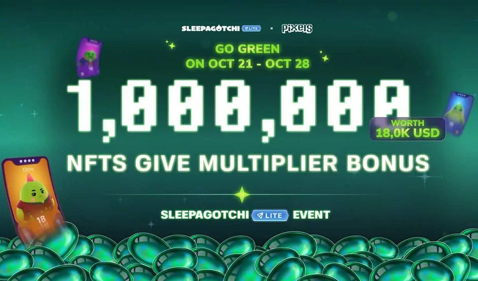 Sleepagotchi Lite Launches Go Green Pixel Event