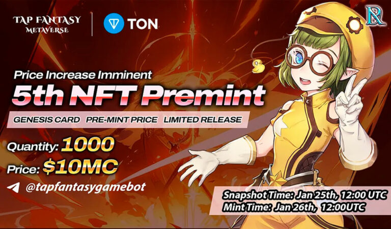 MMORPG Blockchain Game Tap Fantasy Unveils its 5th Round of NFT Premint Rule