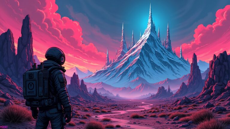 Borderlands-inspired gamer faces neon wasteland, Avalanche skyline, ARTERY glow, Oct 30 TGE countdown.