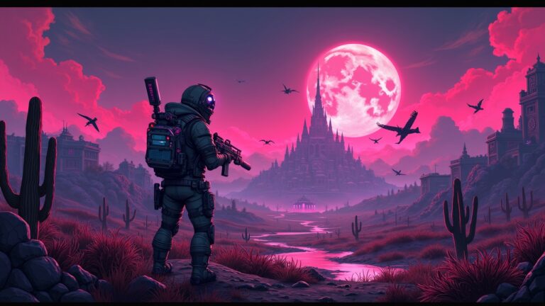 Rebel gamer in a Borderlands style in front of centralized platforms, neon and WEMIX glitches.