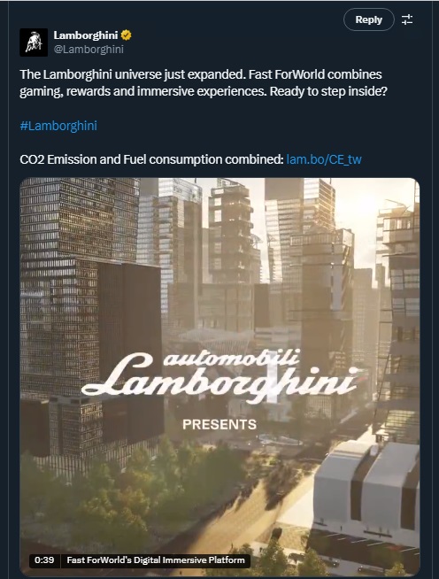 Tweet by Lamborghini