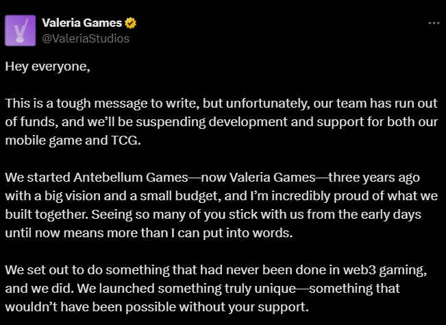 valeria games tweet